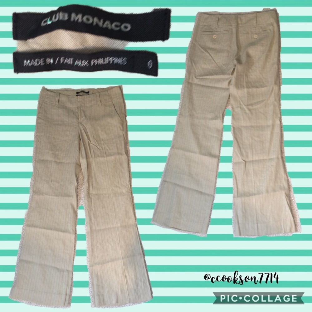 Club Monaco beige striped linen pants sz0 - Picture 2 of 7